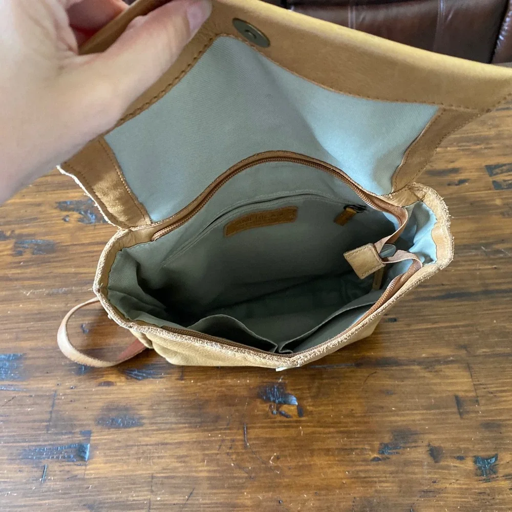 American Leather Co Tan Pebbled Leather Mini Backpack Bag Adjustable Straps*